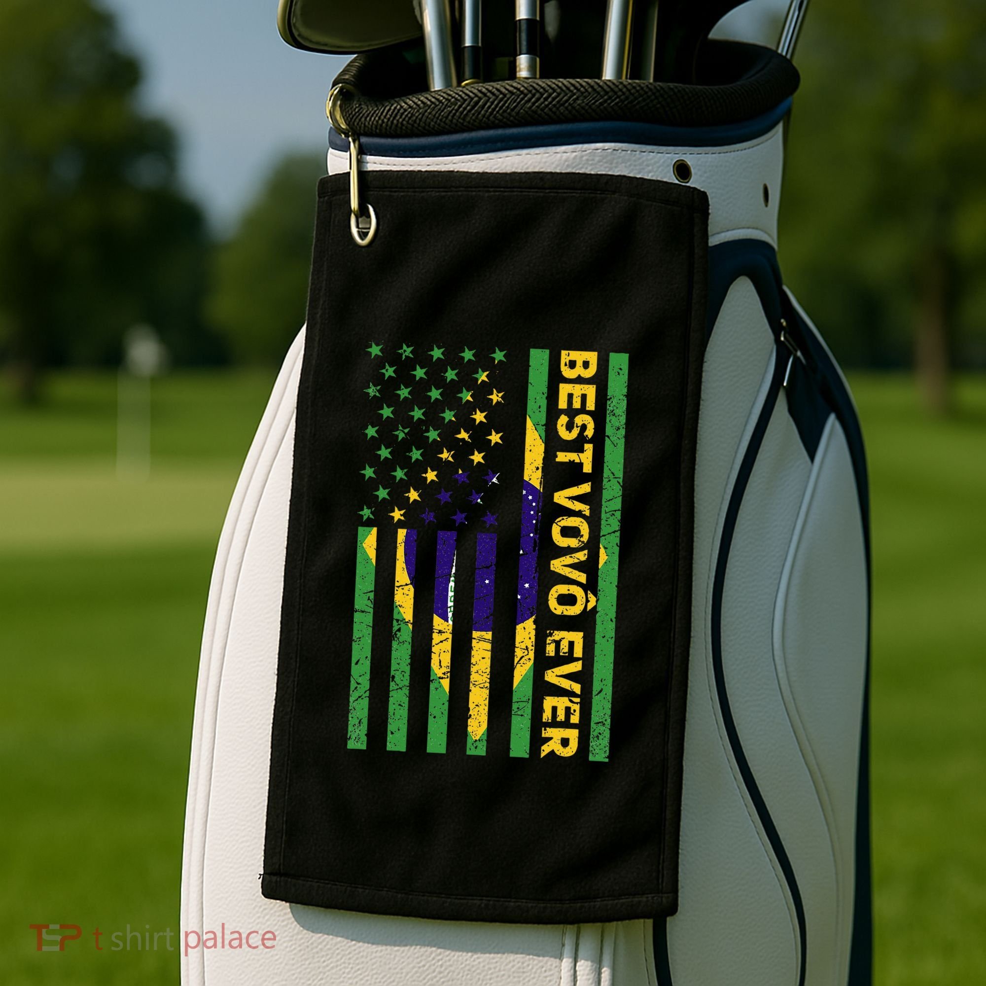 Best Vovô Brazil American Flag Golf Towel