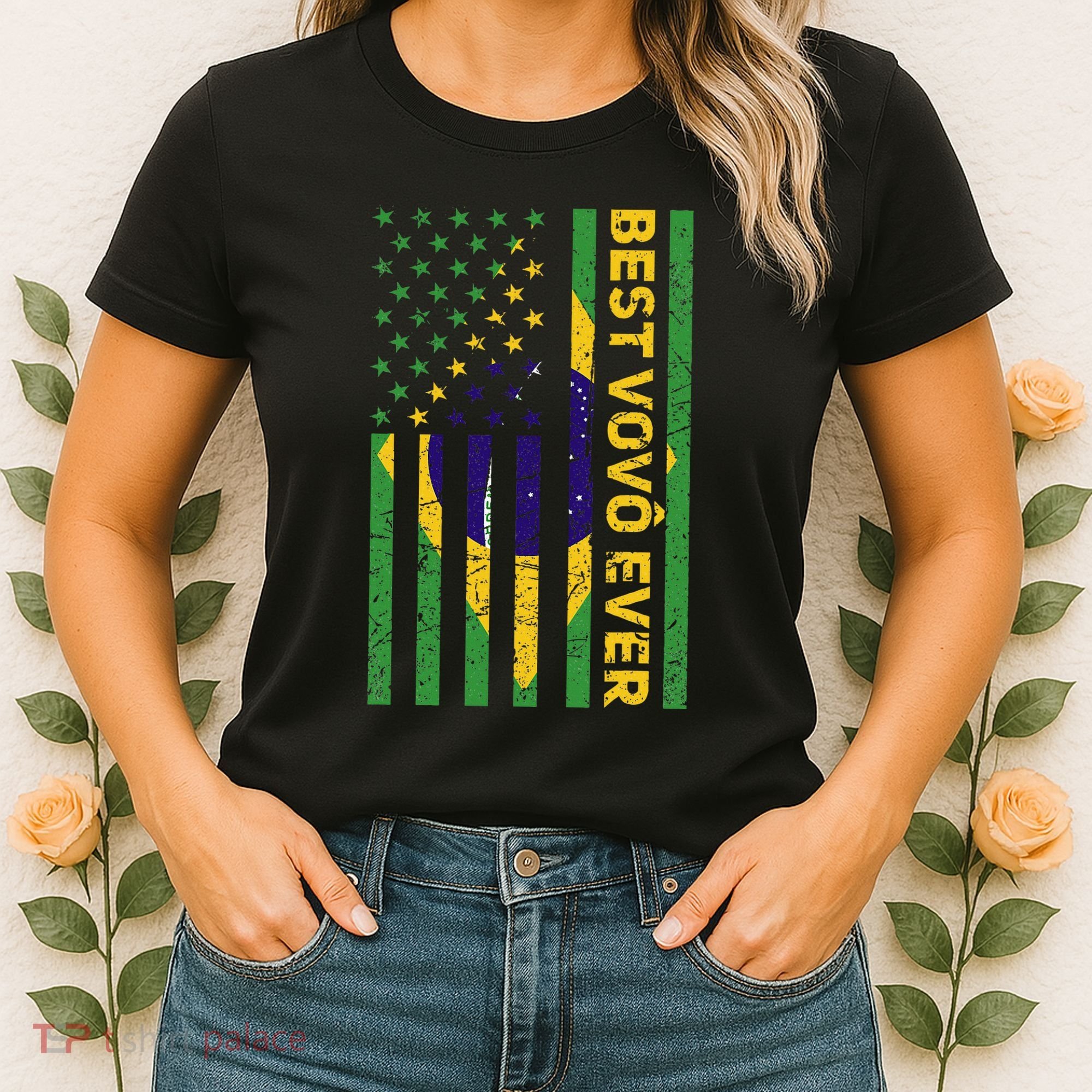Best Vovô Brazil American Flag Women's T-Shirt