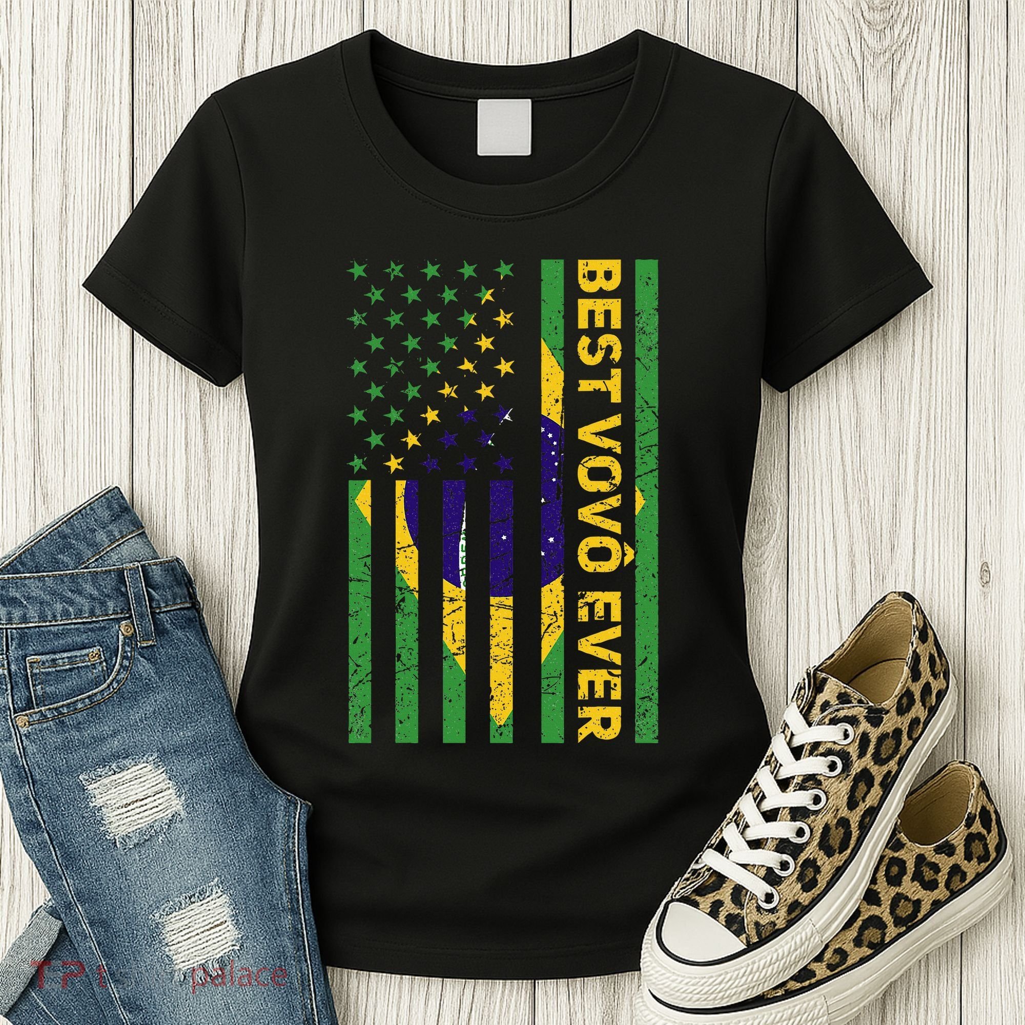 Best Vovô Brazil American Flag Women's T-Shirt