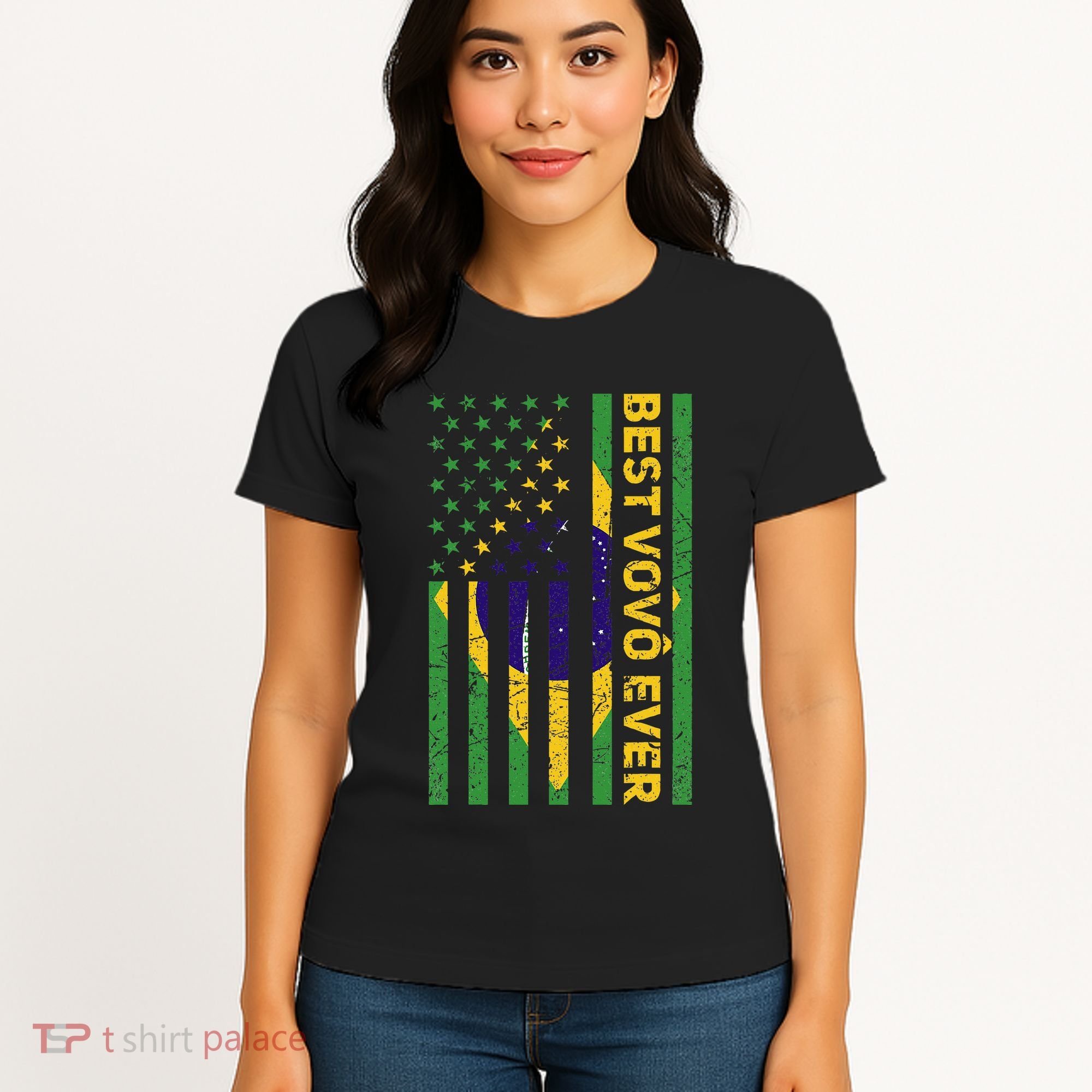 Best Vovô Brazil American Flag Women's T-Shirt
