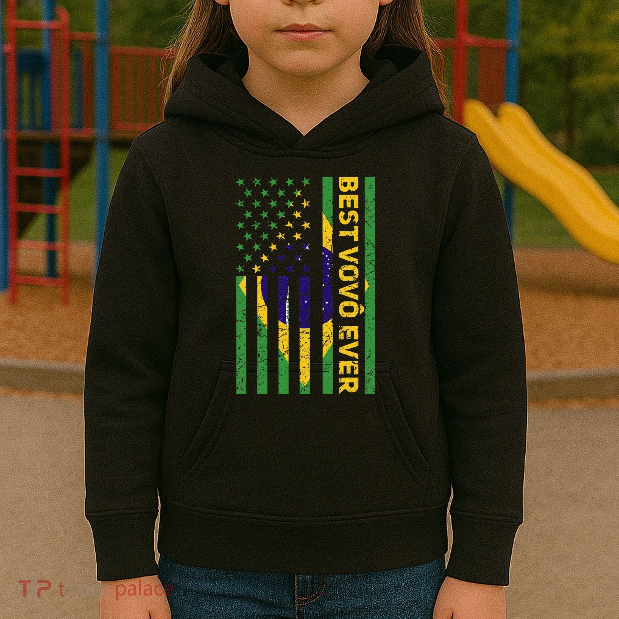 Best Vovô Brazil American Flag Kids Hoodie