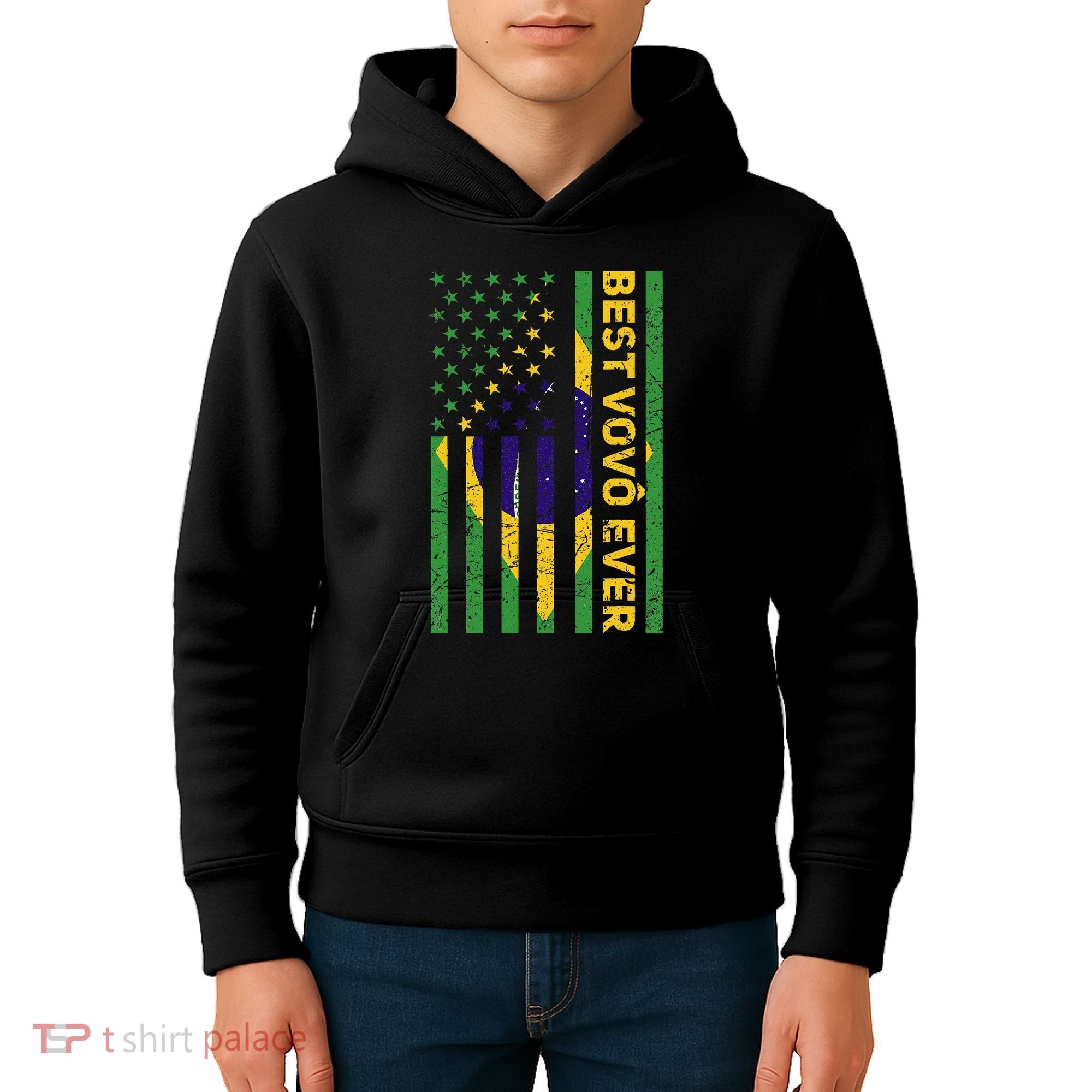 Best Vovô Brazil American Flag Kids Hoodie