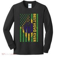 Best Vovô Brazil American Flag Kids Long Sleeve Shirt thumb 0