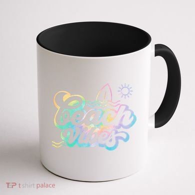 Beach Vibes Colorful Ocean Coffee Mug back