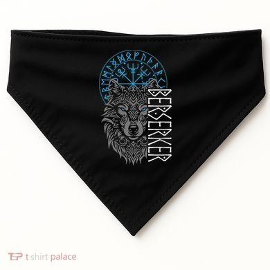 Berserker & Viking Compass Nordic Wolf Design  USA-Made Doggie Bandana