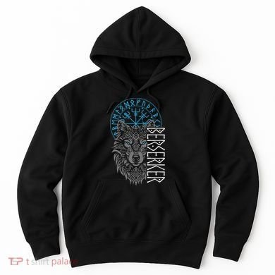 Berserker & Viking Compass Nordic Wolf Design  Hoodie