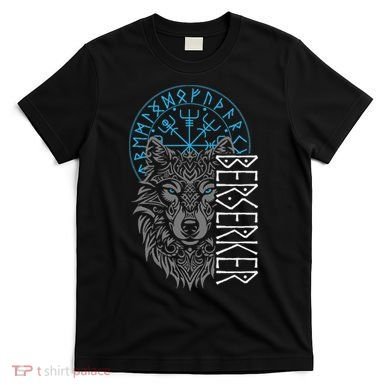 Berserker & Viking Compass Nordic Wolf Design  T-Shirt