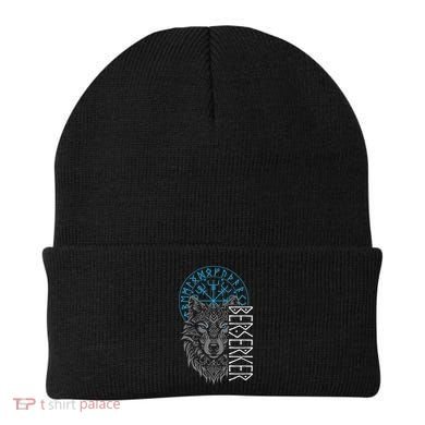 Berserker & Viking Compass Nordic Wolf Design  Beanie