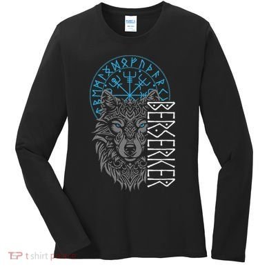 Berserker & Viking Compass Nordic Wolf Design  Women's Long Sleeve Shirt