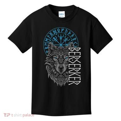 Berserker & Viking Compass Nordic Wolf Design  Kids T-Shirt