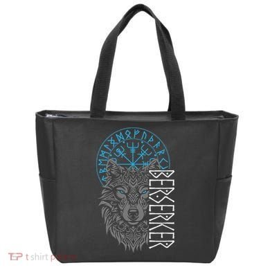 Berserker & Viking Compass Nordic Wolf Design  Tote Bag