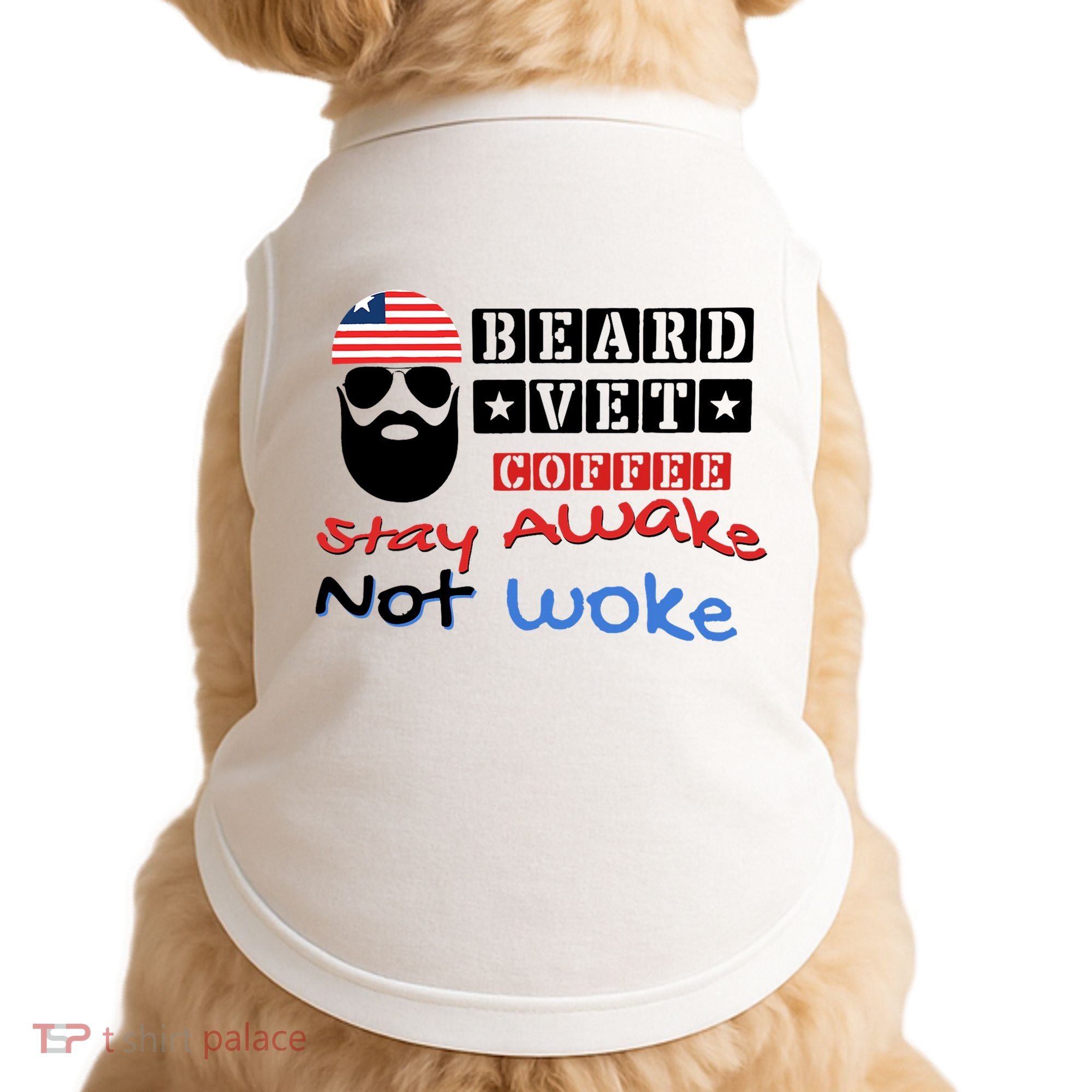 Beard vet coffee happy 4th of july Independence Day Doggie Tank