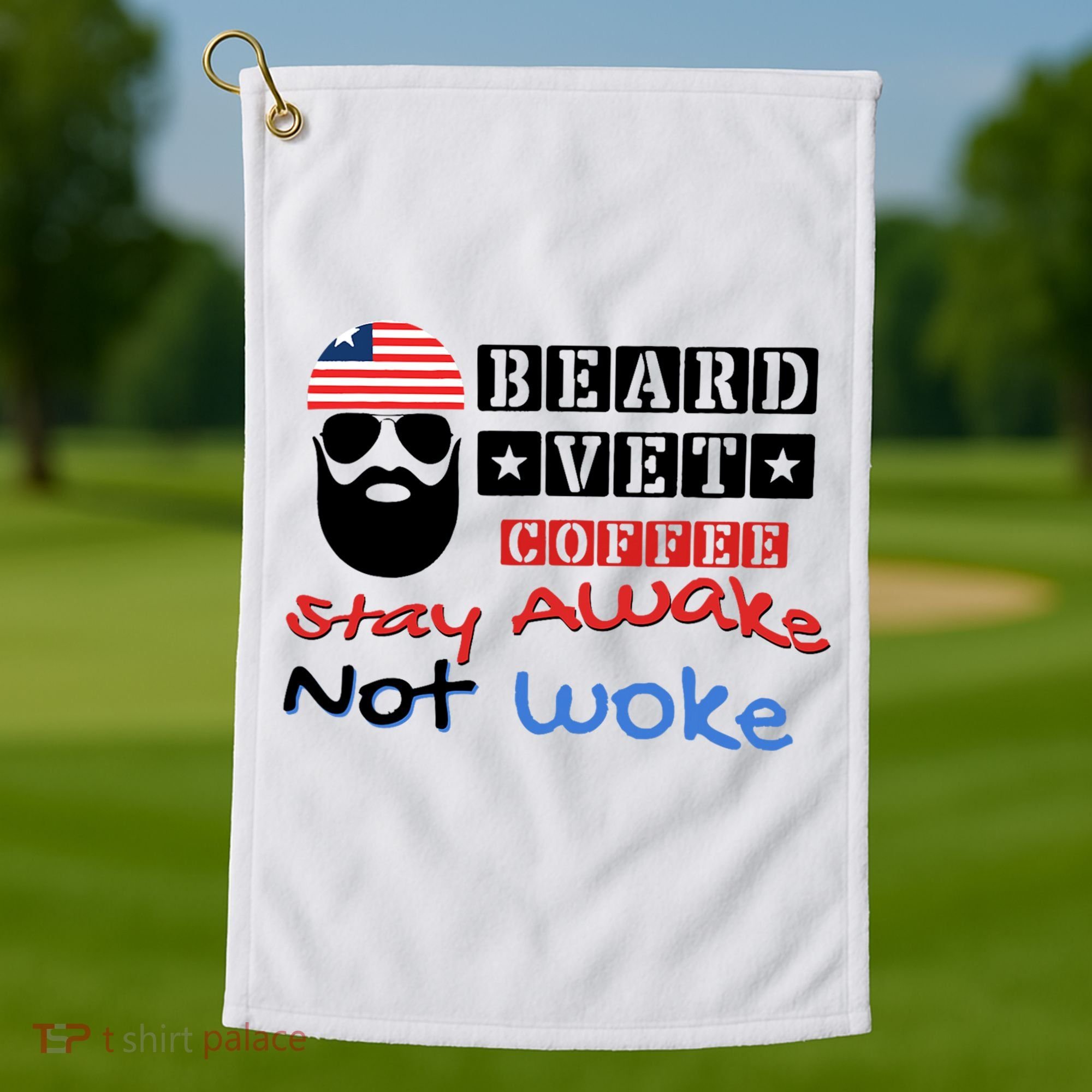 Beard vet coffee happy 4th of july Independence Day Golf Towel
