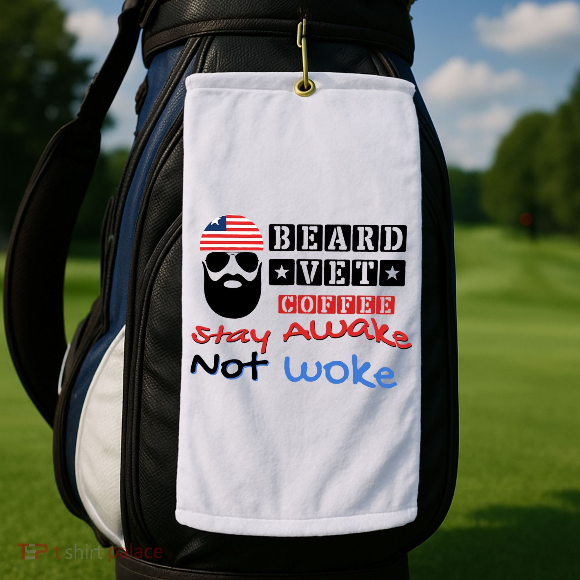 Beard vet coffee happy 4th of july Independence Day Golf Towel