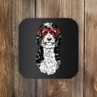 Bernedoodle Valentines Day Doodle Dog Mom Dog Lover Coaster thumb 0