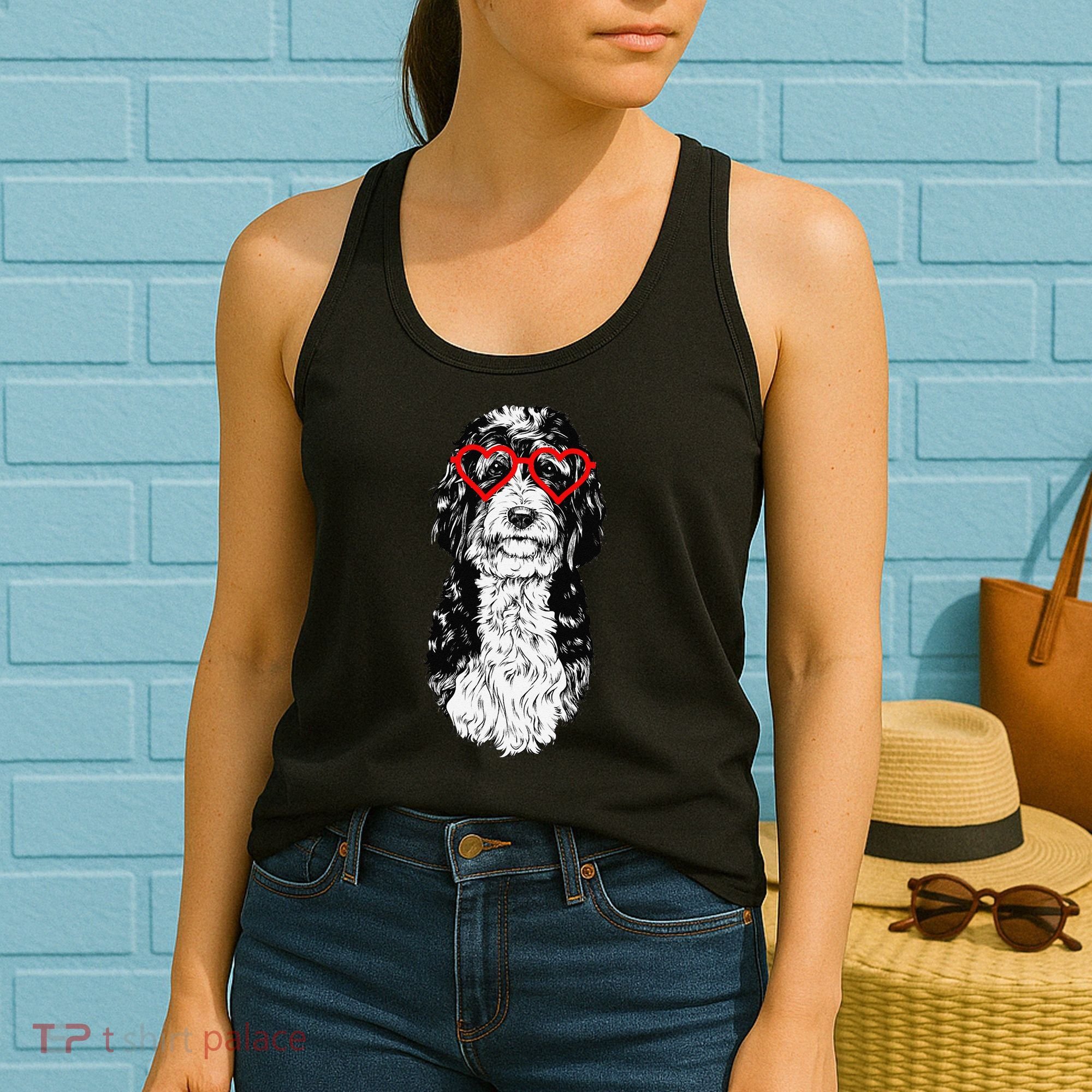 Bernedoodle Valentines Day Doodle Dog Mom Dog Lover Women's Tank Top
