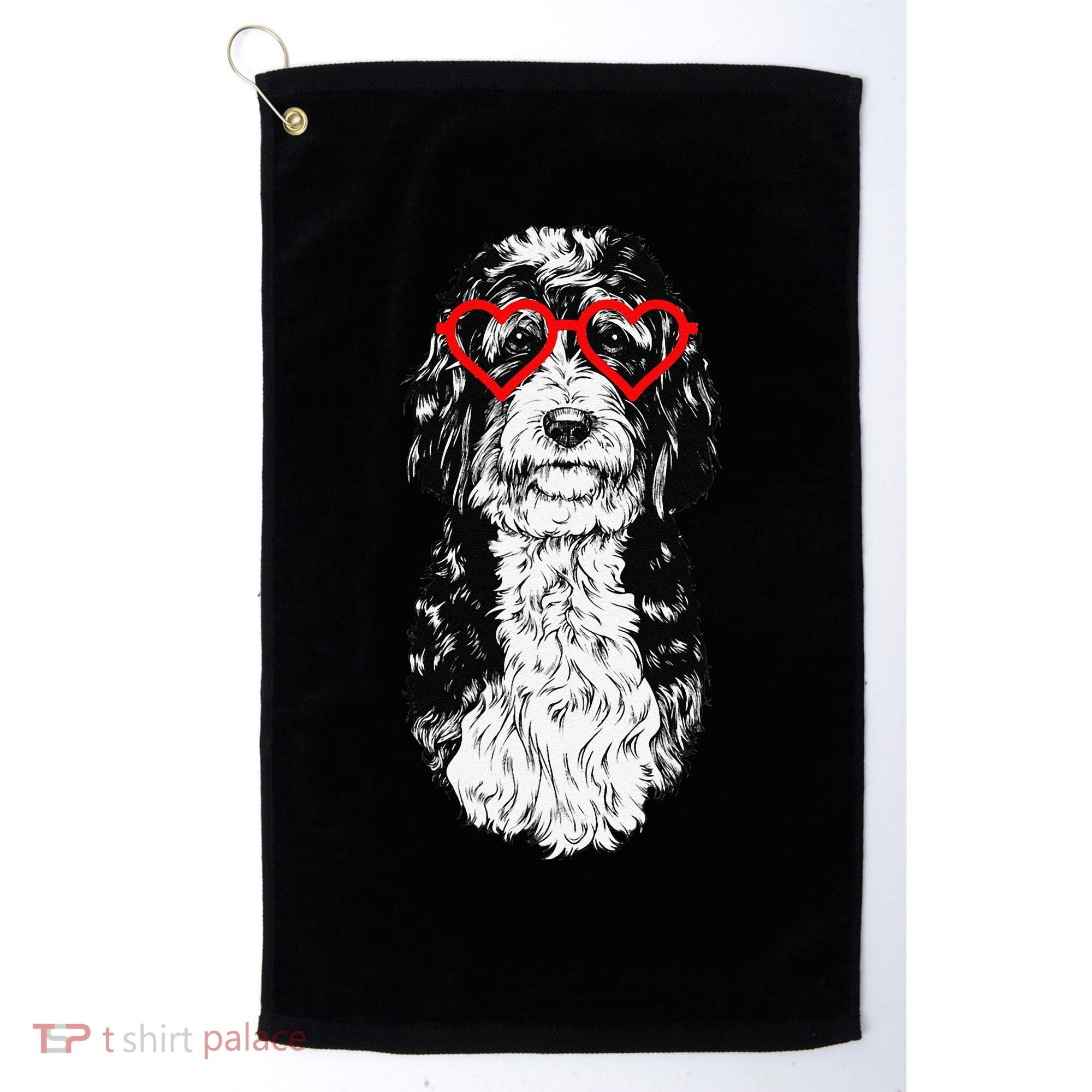 Bernedoodle Valentines Day Doodle Dog Mom Dog Lover Golf Towel