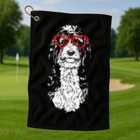 Bernedoodle Valentines Day Doodle Dog Mom Dog Lover Golf Towel thumb 1