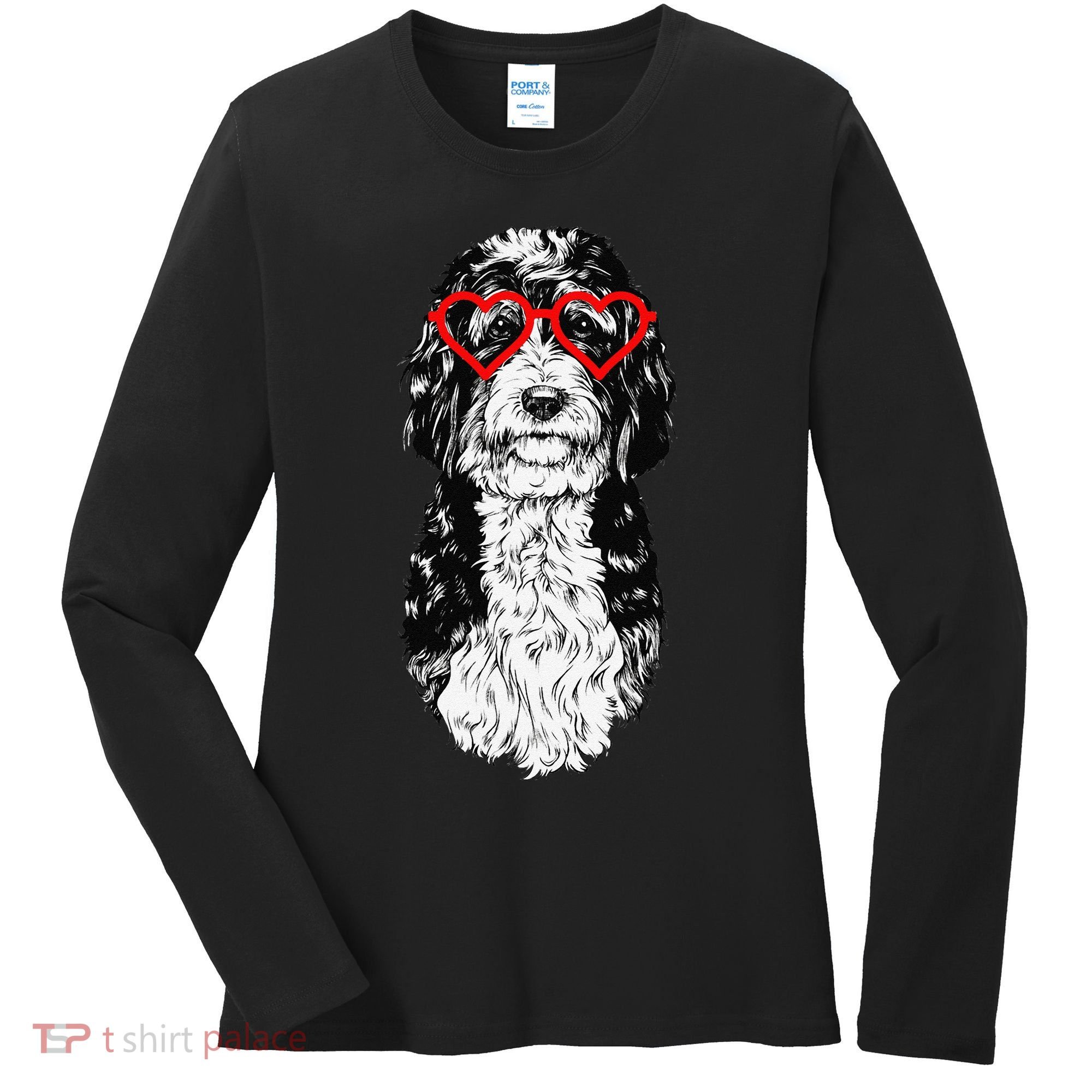 Bernedoodle Valentines Day Doodle Dog Mom Dog Lover Women's Long Sleeve Shirt