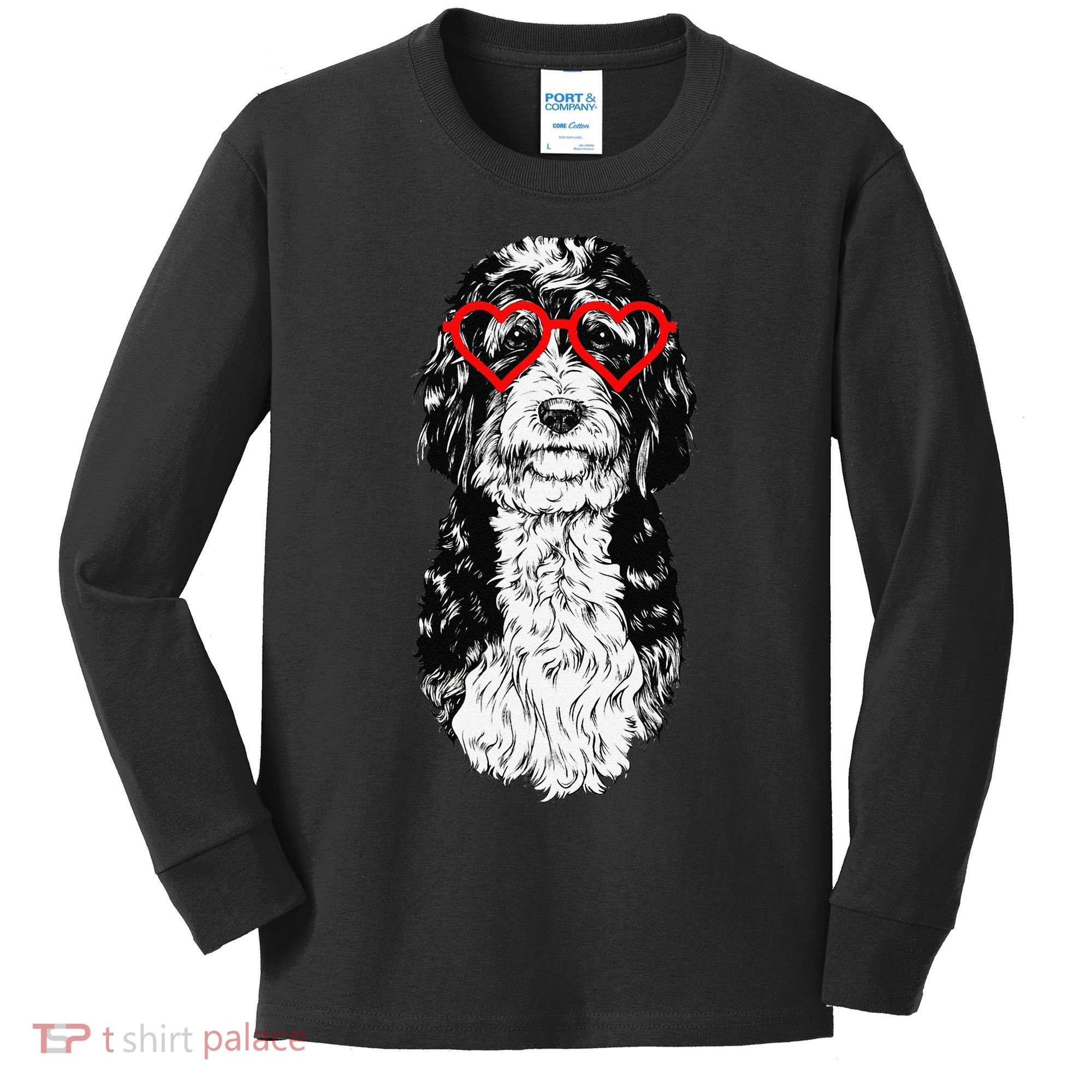 Bernedoodle Valentines Day Doodle Dog Mom Dog Lover Kids Long Sleeve Shirt
