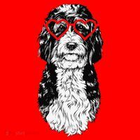 Bernedoodle Valentines Day Doodle Dog Mom Dog Lover Santa Hat thumb 1