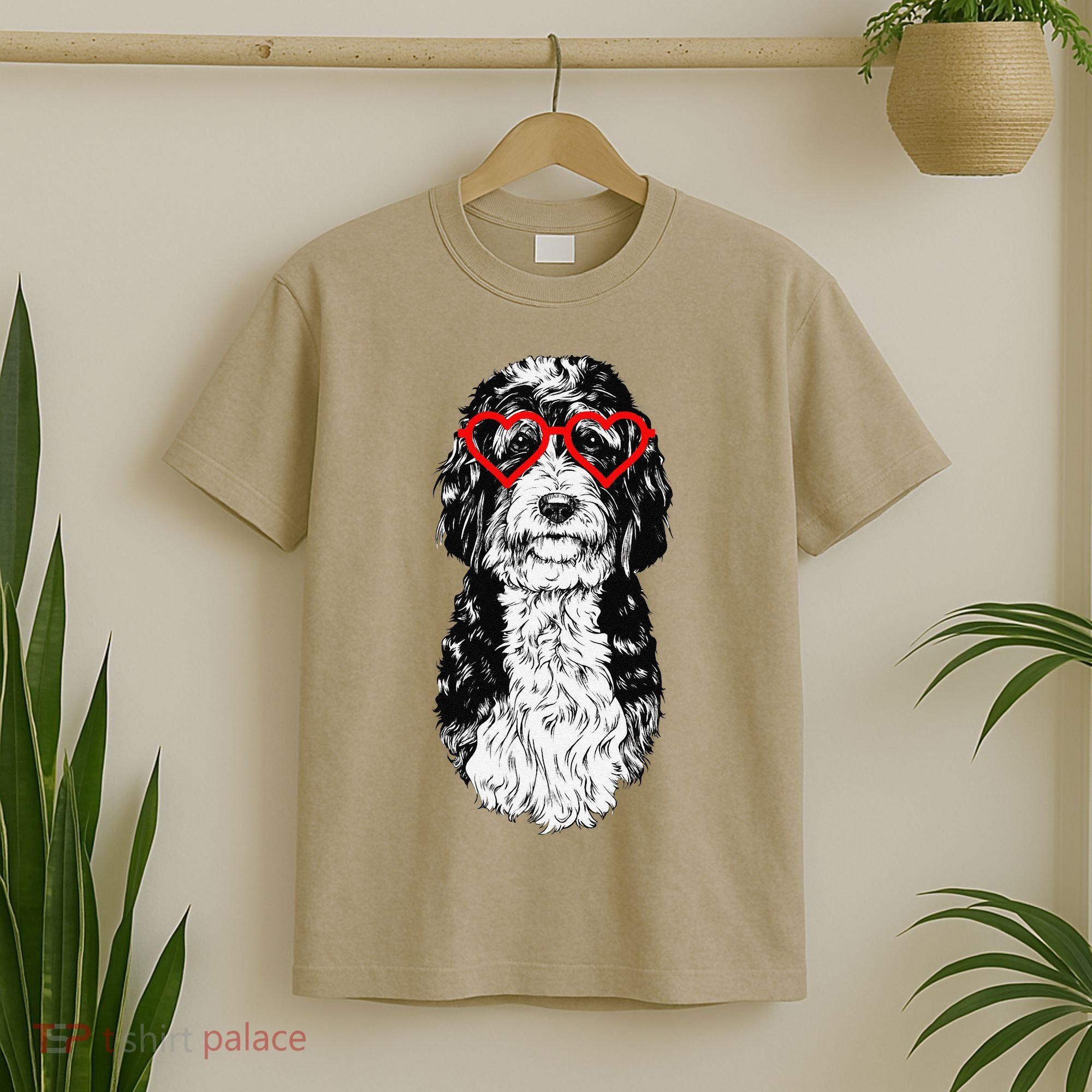 Bernedoodle Valentines Day Doodle Dog Mom Dog Lover T-Shirt