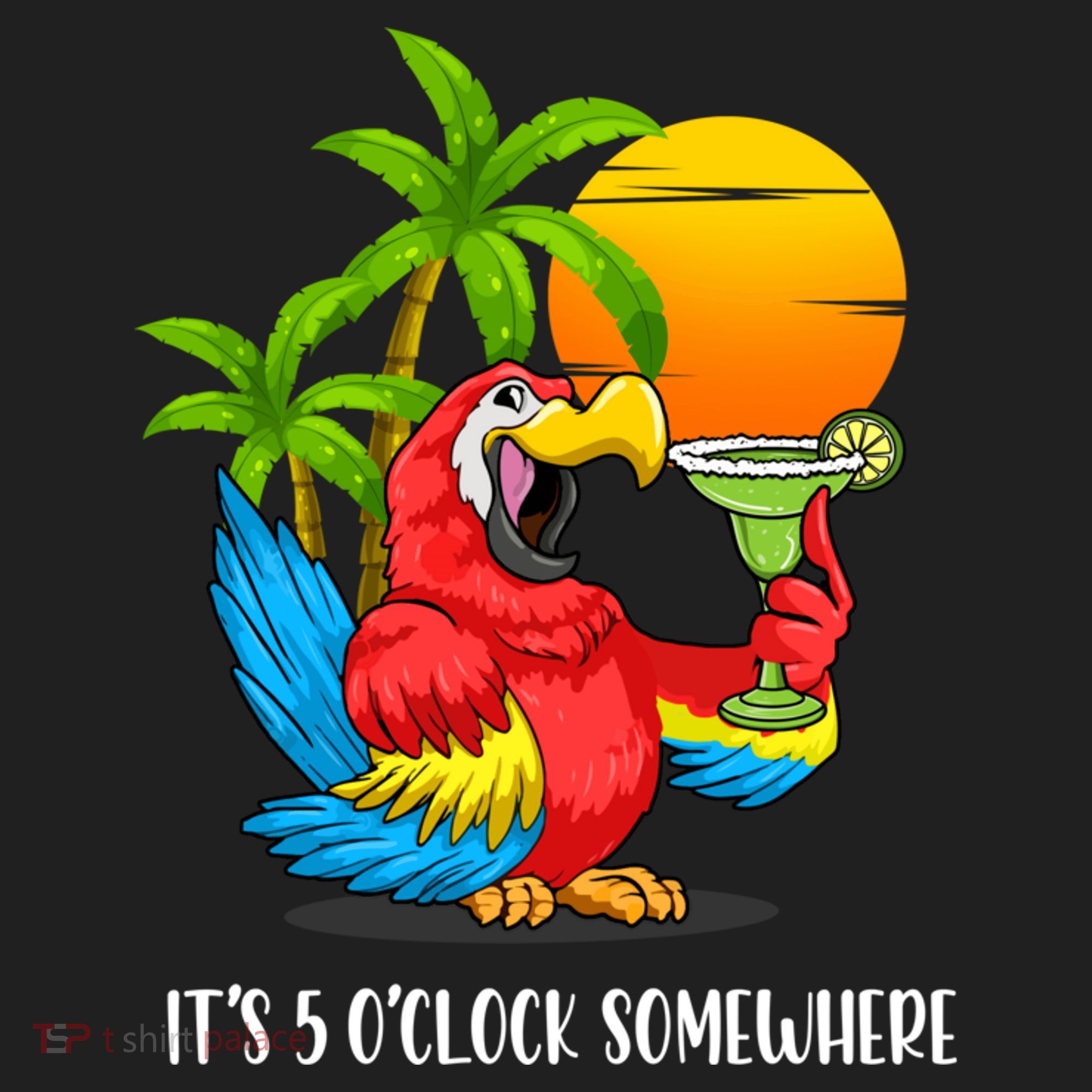 Beach Vacation Drinking Parrot ItS 5 OClock Somewhere Women's Sweatshirt