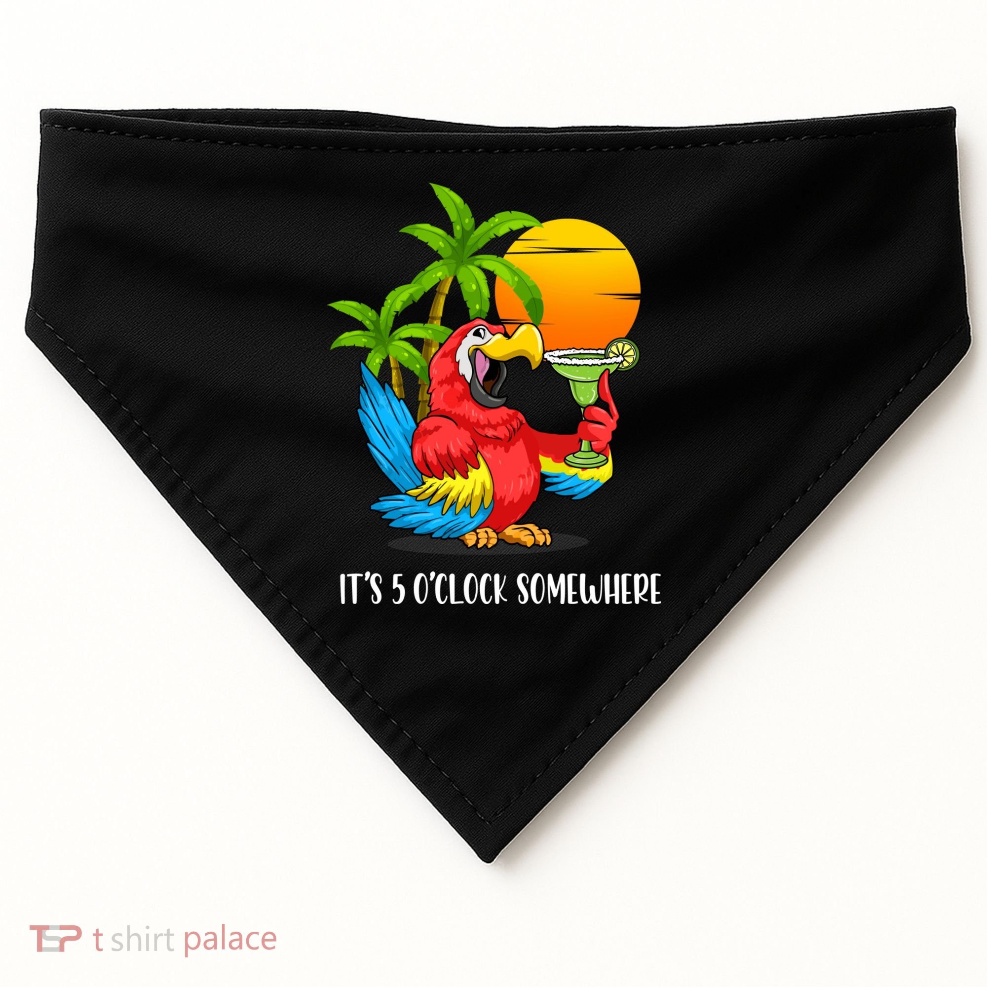 Beach Vacation Drinking Parrot ItS 5 OClock Somewhere USA-Made Doggie Bandana