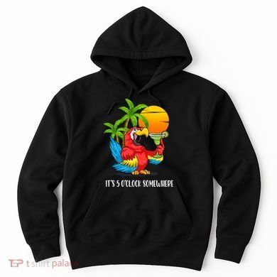 Beach Vacation Drinking Parrot ItS 5 OClock Somewhere Hoodie