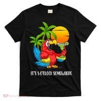 Beach Vacation Drinking Parrot ItS 5 OClock Somewhere T-Shirt thumb 0