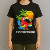 Beach Vacation Drinking Parrot ItS 5 OClock Somewhere T-Shirt thumb 4