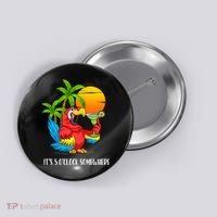Beach Vacation Drinking Parrot ItS 5 OClock Somewhere Button thumb 0