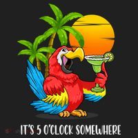 Beach Vacation Drinking Parrot ItS 5 OClock Somewhere Beanie thumb 2