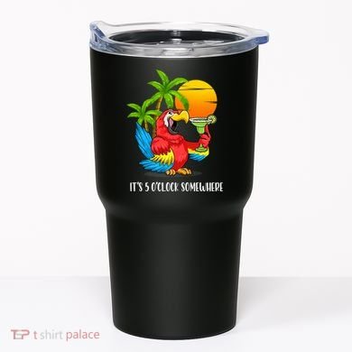 Beach Vacation Drinking Parrot ItS 5 OClock Somewhere Tumbler