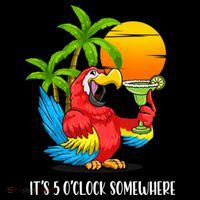 Beach Vacation Drinking Parrot ItS 5 OClock Somewhere Mousepad thumb 1