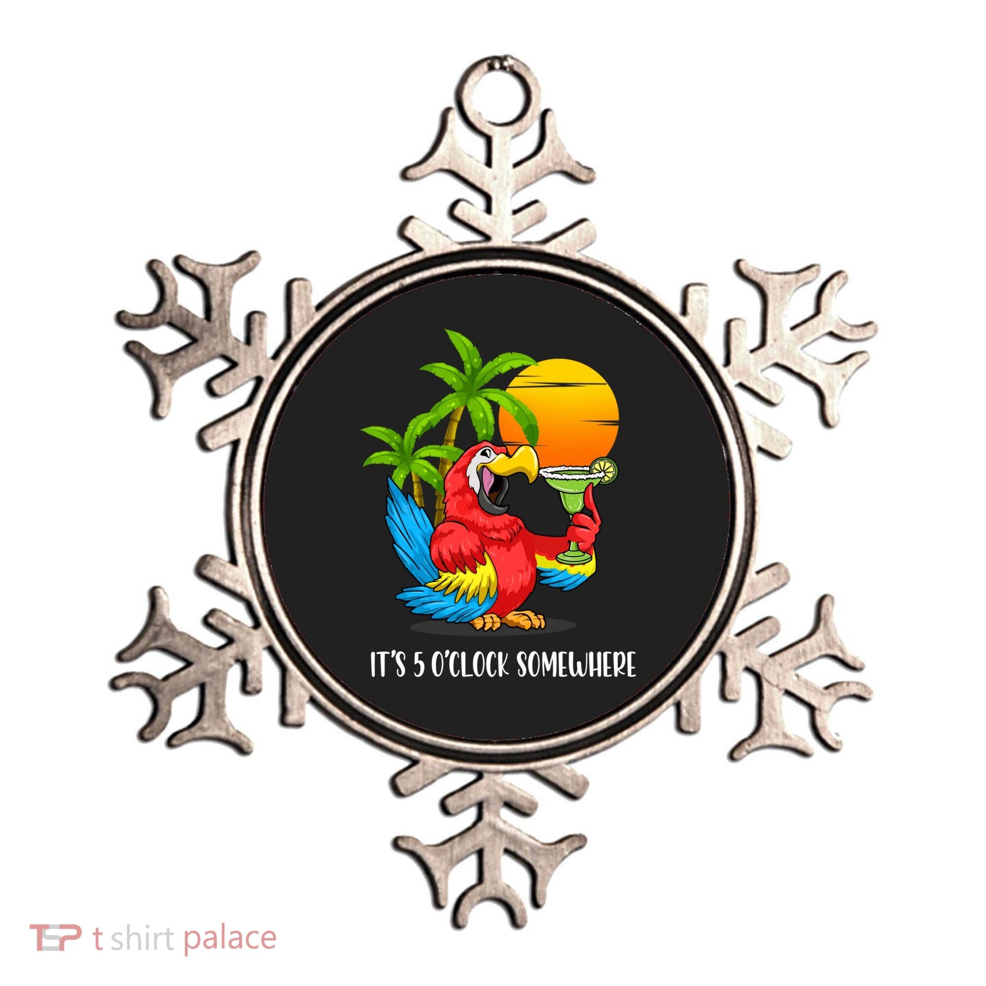 Beach Vacation Drinking Parrot ItS 5 OClock Somewhere Ornament