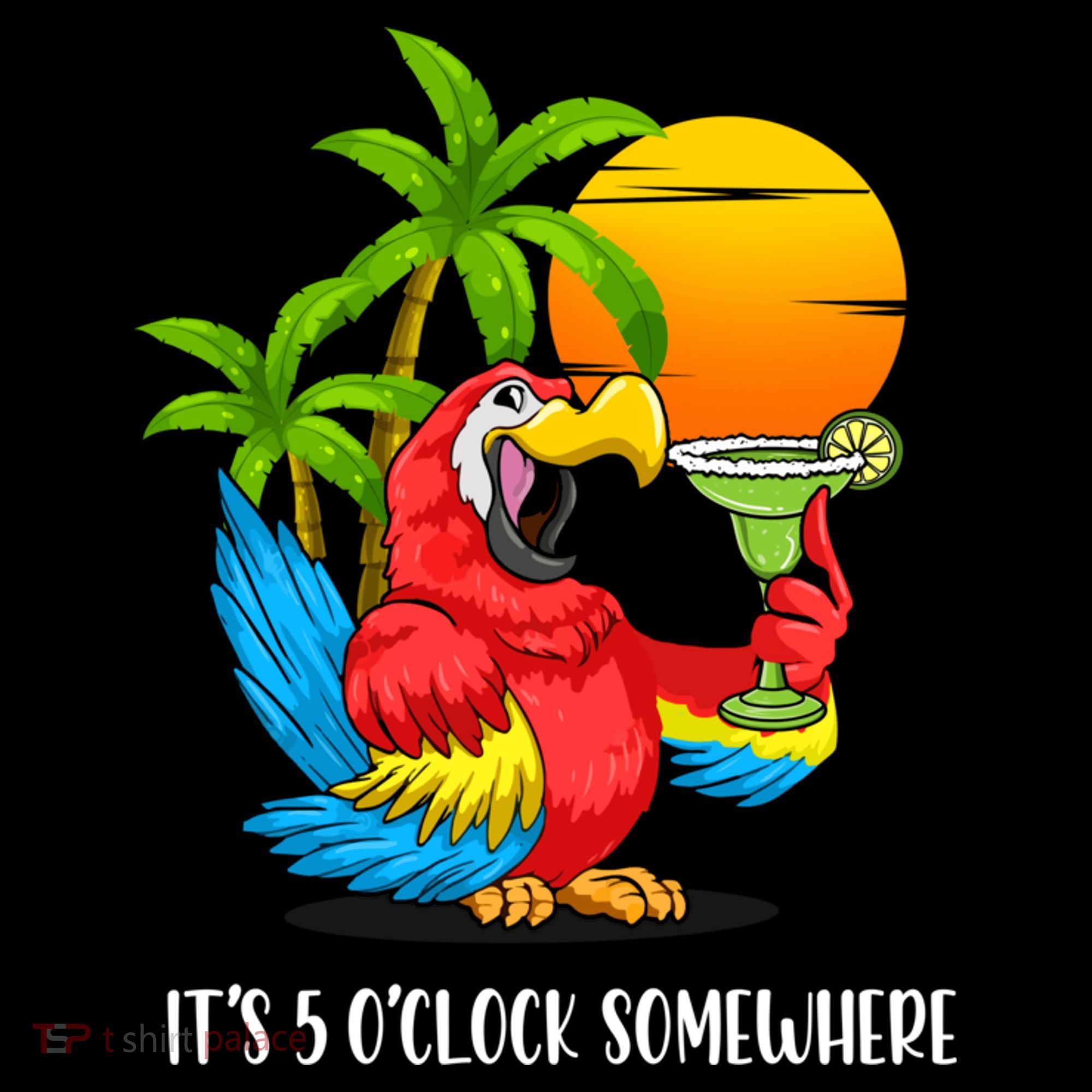 Beach Vacation Drinking Parrot ItS 5 OClock Somewhere Women's Tank Top