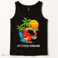 Beach Vacation Drinking Parrot ItS 5 OClock Somewhere Tank Top thumb 2