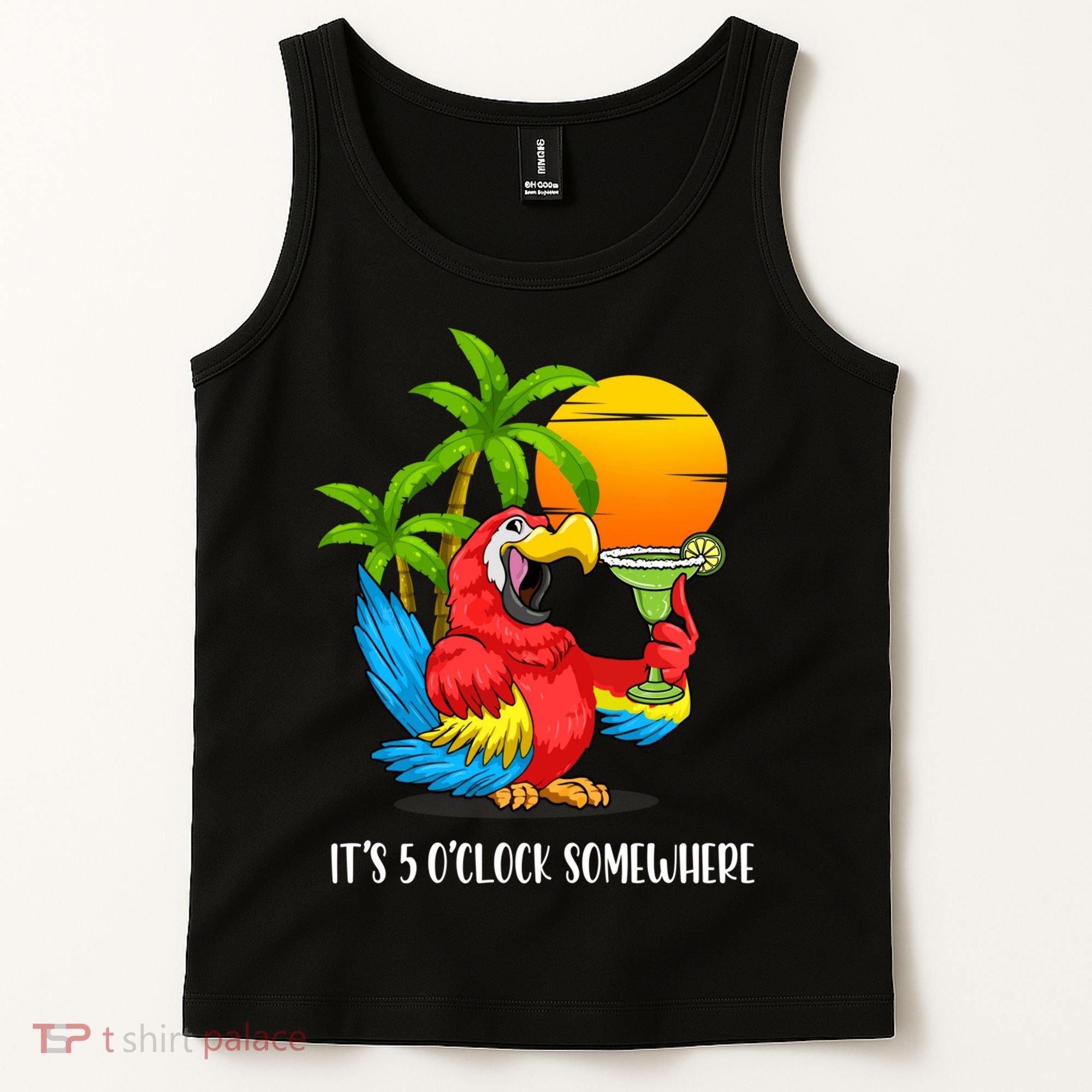 Beach Vacation Drinking Parrot ItS 5 OClock Somewhere Tank Top