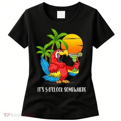 Beach Vacation Drinking Parrot ItS 5 OClock Somewhere Women's T-Shirt