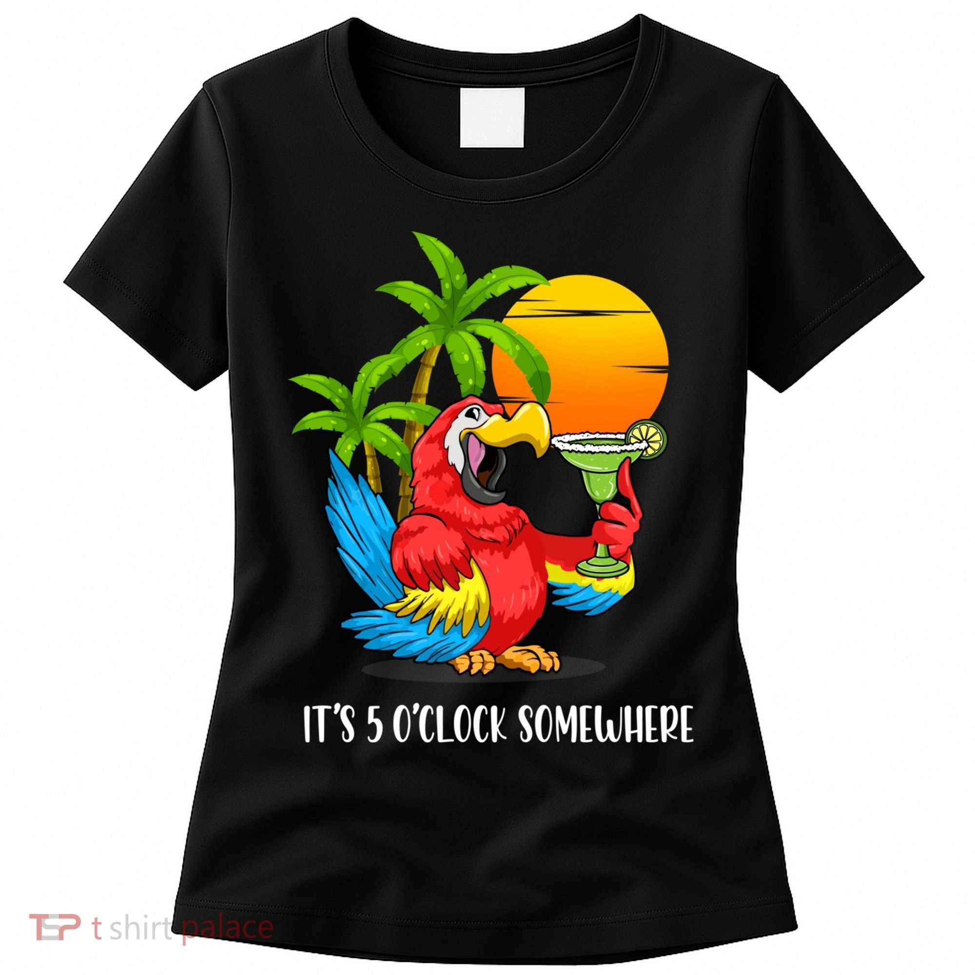 Beach Vacation Drinking Parrot ItS 5 OClock Somewhere Women's T-Shirt