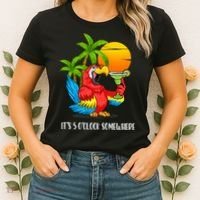 Beach Vacation Drinking Parrot ItS 5 OClock Somewhere Women's T-Shirt thumb 2