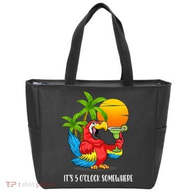 Beach Vacation Drinking Parrot ItS 5 OClock Somewhere Tote Bag