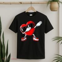Boys Valentines Day Kids Dabbing Heart Love Dab Dance Gifts T-Shirt thumb 2
