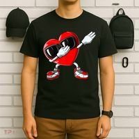 Boys Valentines Day Kids Dabbing Heart Love Dab Dance Gifts T-Shirt thumb 6
