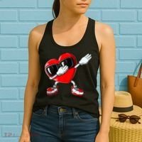 Boys Valentines Day Kids Dabbing Heart Love Dab Dance Gifts Women's Tank Top thumb 2