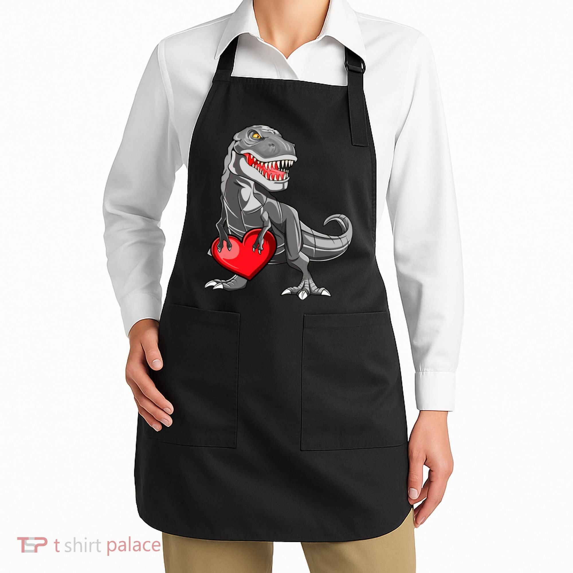 Boy Valentines Day Trex Dinosaur I Steal Hearts Apron