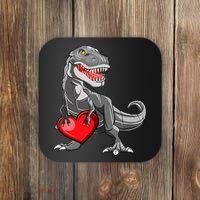 Boy Valentines Day Trex Dinosaur I Steal Hearts Coaster thumb 0