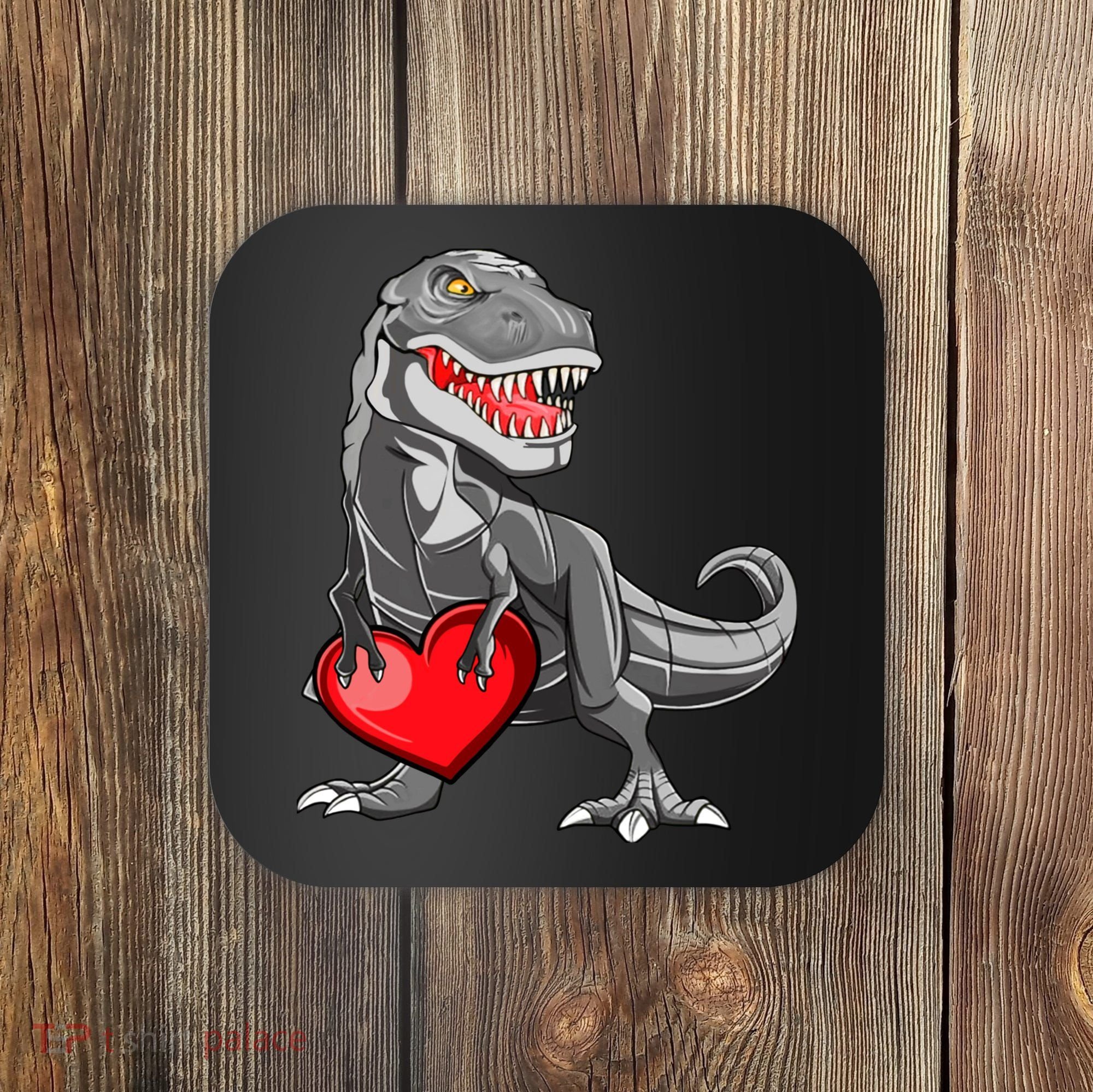 Boy Valentines Day Trex Dinosaur I Steal Hearts Coaster