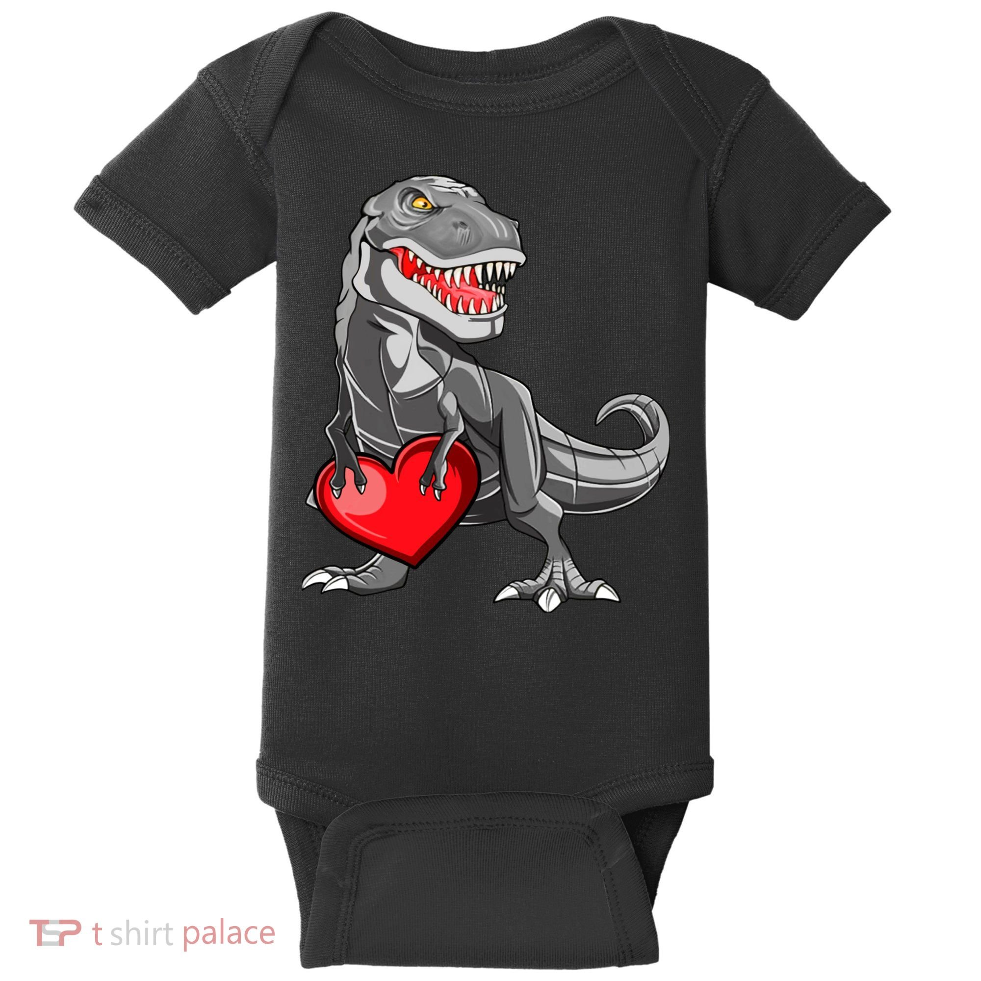 Boy Valentines Day Trex Dinosaur I Steal Hearts Baby Bodysuit